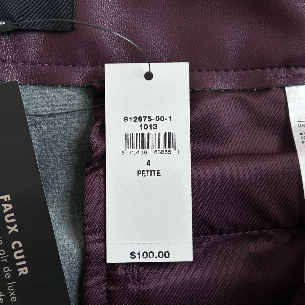 Banana Republic NWT Wide-Leg Ultra High-Rise Vegan Leather Pant Burgundy 4P - Picture 7 of 12